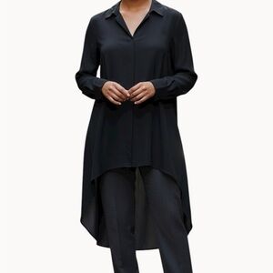 Black High-Low Collared Shirt